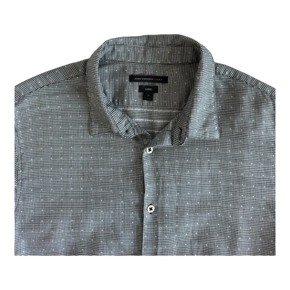 John Varvatos Luxe Men's Plaid Long Sleeve Button Down Shirt Cotton Gray Size M - Picture 6 of 8